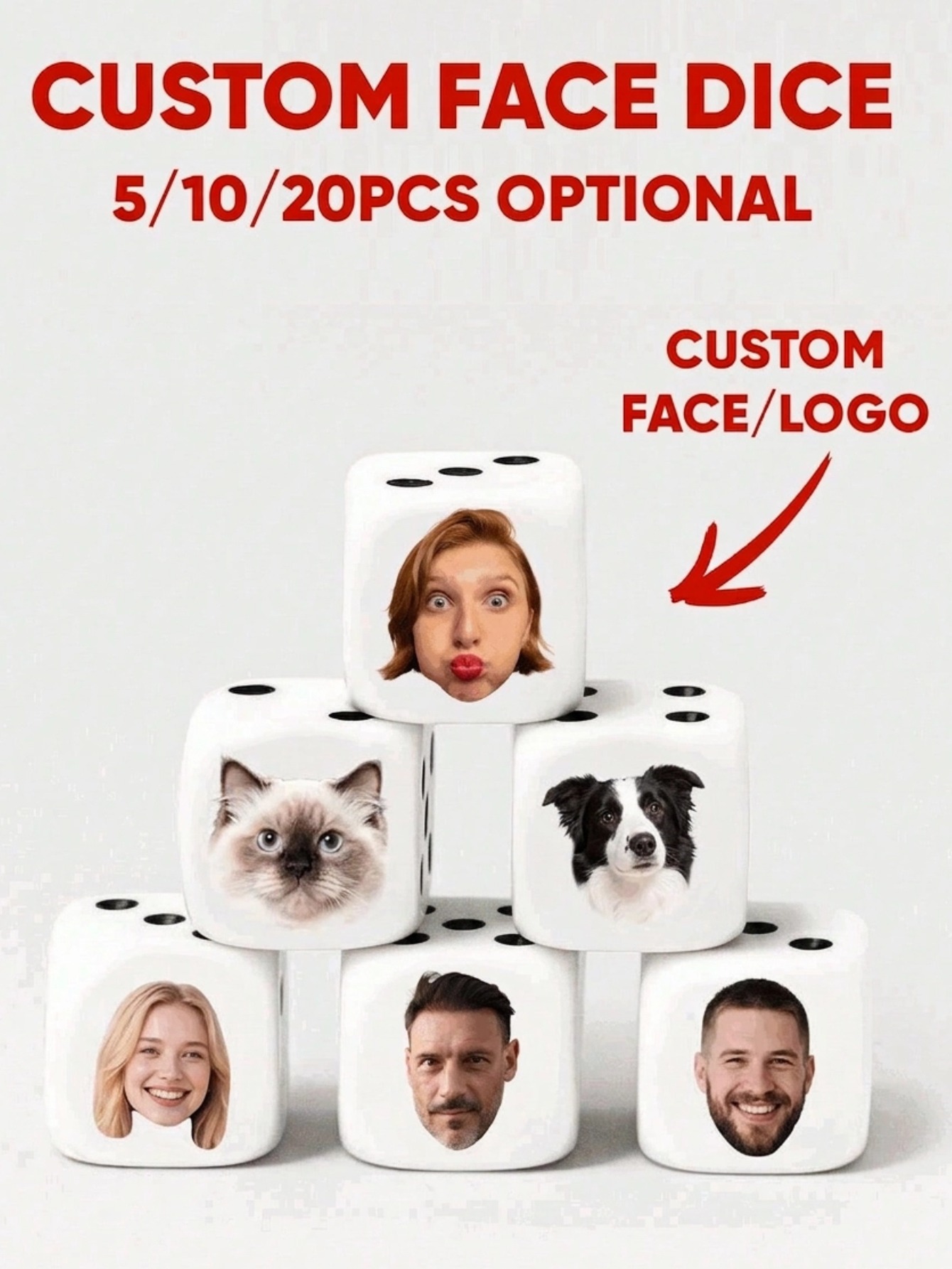 Wedding Souvenir - Dados Personalizados con Caras, Dados Divertidos