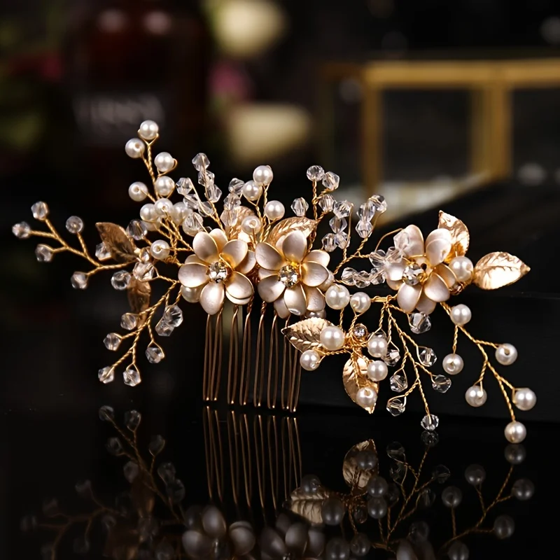 Wedding Supply Store - Peine de flores de Color dorado
