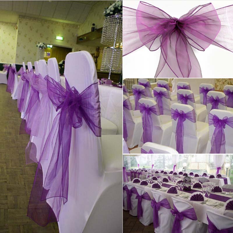 25 piezas 18x275cm boda Organz - Chair Sash Organza reseña y precio